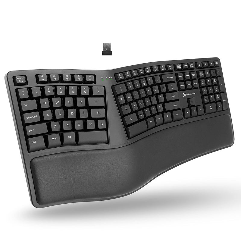 X9 Performance X9 Wireless Ergonomic Keyboard with Cushioned Wrist Rest - Type Comfortably Longer - Wireless Split Keyboard for Laptop, PC & Chrome Computer with 110 Ergo Keys & 5ft Cable - Image 1
